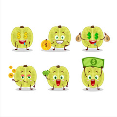 Sticker - Slice of amla cartoon character with cute emoticon bring money