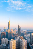 Fototapeta  - Dusk scenery of Zifeng Building and city skyline in Nanjing, Jiangsu, China 
