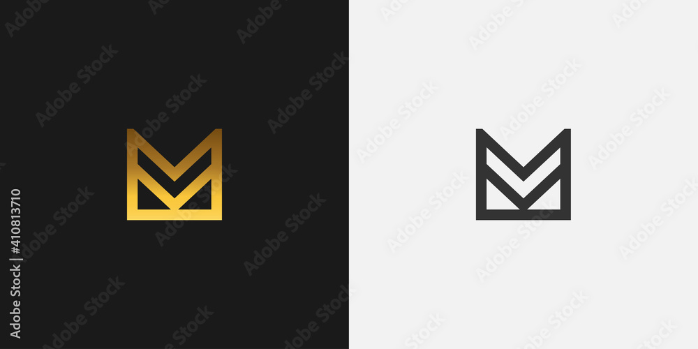 Initial Letter M and V Logo. MV logo with Golden Gradient in Linear ...