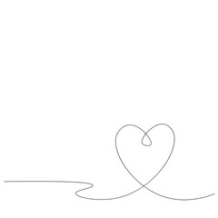 Wall Mural - Valentines day background with heart one line, vector illustration