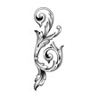 © yanushkov - Vintage Baroque Victorian frame border floral ornament leaf scroll engraved retro flower pattern decorative design tattoo black and white Japanese filigree calligraphic vector heraldic swirl