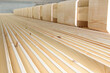Glued laminated timber. Products. Woody background. Building and construction materials.