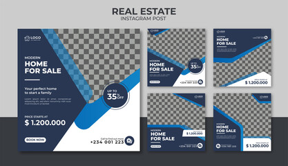 Real estate for sale instagram post or flyer square template 