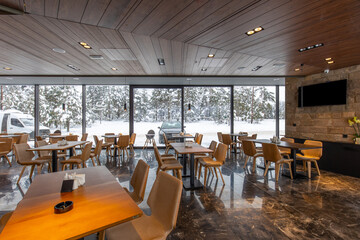 Wall Mural - Interior of a modern mountain restaurant