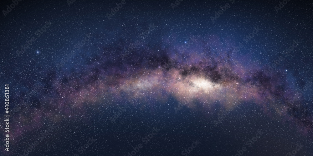 Milky way's bend in starry night sky. - obrazy, fototapety, plakaty 