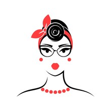 Woman With Glasses In Pin Up Style
