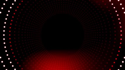 Poster - Abstract motion background - pulsating rings of white and red dots arranged in cylinder shape - technology and automation concept
