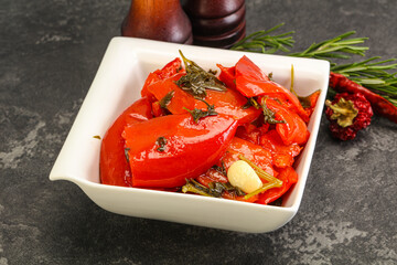 Tasty marinated red bell pepper