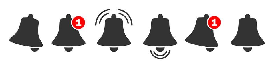 Fototapete - Bell notification icons set. New message icons