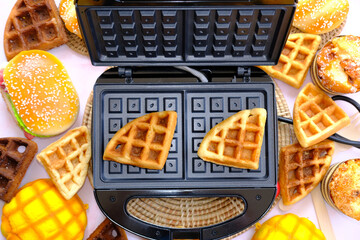 Canvas Print - cooking waffles in the kitchen and homemade food