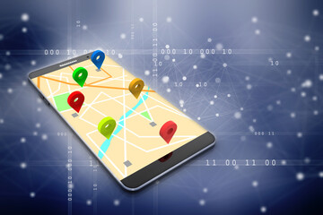 Poster - 3d illustration mobile GPS navigation concept
