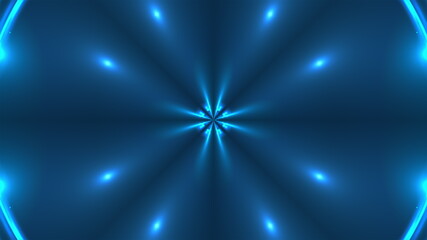 Poster - 3d render of blue fractal glares with glowing effects. Computer generated abstract backdrop of flickering rings.