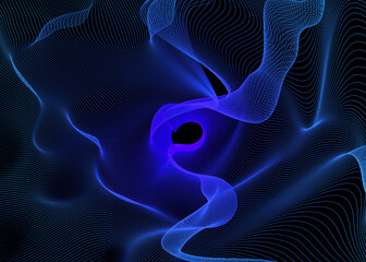 Poster - Abstract Twisted Light Fibers. Anime Effects Background Overlay Blend. 3D Design Fantasy Majestic Background. Illuminated blue Light Painting. Computer Generated Majestic Wallpaper	