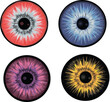 Set of colorful eye iris vector