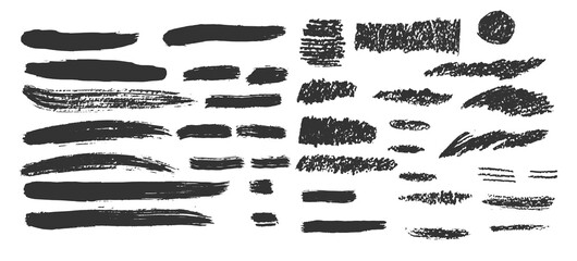 Wall Mural - vector hand drawn ink design elements. brush strokes and pastel, pencil textures. set of grunge blac