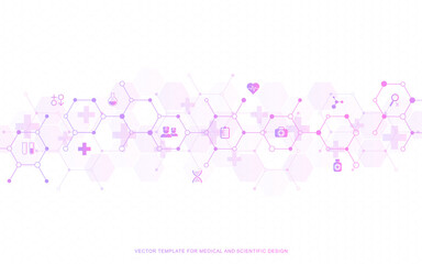Wall Mural - medical background and healthcare technology with flat icons and symbols