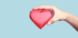© violetkaipa - Hands holding red heart. heart health donation concepts