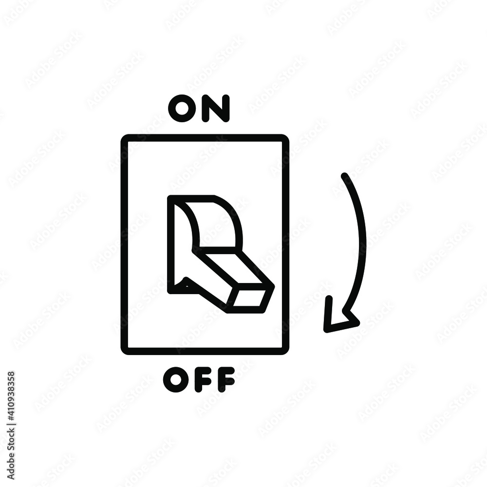 Light off, electric switch line icon. Power turn off button outline ...