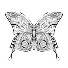 Wall Mural - Butterfly coloring book style vector