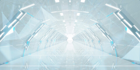 Wall Mural - white neon room background.