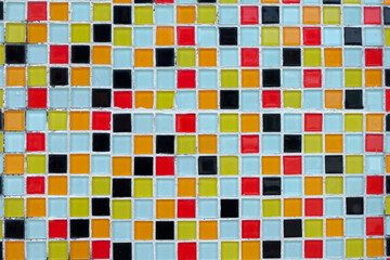 Colorful glass mosaic in the bathroom or background.