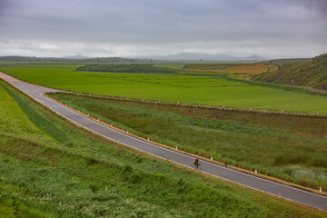 Green countryside of North Korea