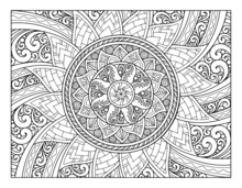 Coloring Full Page Mandala Design. Adult Coloring Page