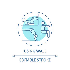 Wall Mural - Using wall concept icon. Gym exercise alternative idea thin line illustration. Building strength, endurance. Tightening glutes, quads. Vector isolated outline RGB color drawing. Editable stroke