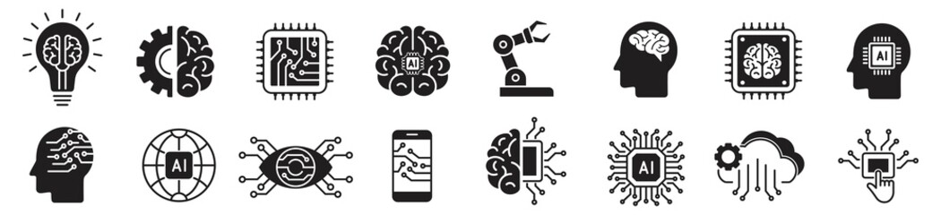 artificial intelligence icons set. simple set of artificial intelligence vector illustration on whit