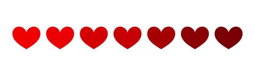 Wall Mural - Hearts icons red color gradient.