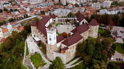 Wall Mural - Ljubljana castle is a medieval castle that towers over the old part of Ljubljana. Slovenia, Ljubljana.