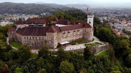 Wall Mural - Ljubljana castle is a medieval castle that towers over the old part of Ljubljana. Slovenia, Ljubljana.