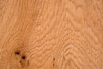 Wall Mural - Old brown wood floor texture and background. Empty bright oak wood table surface with knots. Wooden background for serving food close-up.