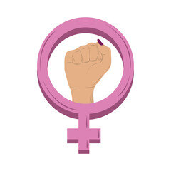 Poster - womens day hand fist inside gender female sign