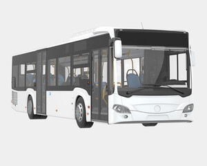 City bus isolated on grey background. 3d rendering - illustration