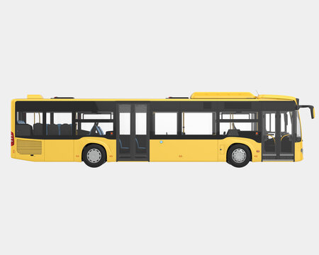 City bus isolated on grey background. 3d rendering - illustration