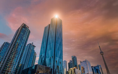 Wall Mural - Scenic Toronto financial district skyline and modern architecture.