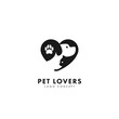 © Strike009 - The shape of a dog and a cat forming love, Pet Lovers   Logo Design Symbol Template Flat Style Vector Illustration