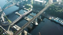 Aerial View Of The Tyne Bridge In Newcastle Upon Tyne, UK