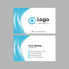 Sticker - abstract smooth business card with blue flowing mesh gradient design, professional stylish name card template vector