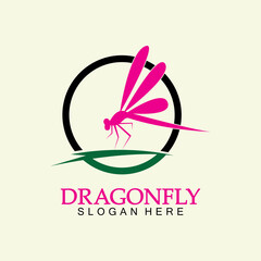 Wall Mural - Dragonfly Logo Vector icon illustration design template