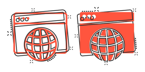 Wall Mural - website domain icon in comic style. global internet address cartoon vector illustration on white iso
