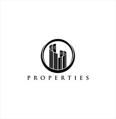 Aufkleber - Luxury Property and Building Logo Design Featuring Geometric Elements for Real Estate and Realty Branding