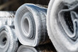 Thermal insulation with laminated reflective aluminum foil in large rolls. Close-up