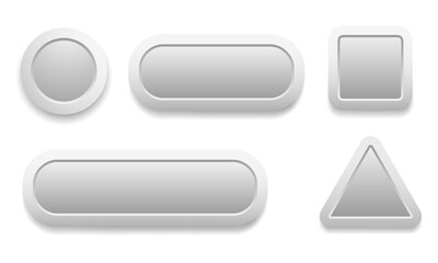 Aufkleber - Buttons 3D grey set, white and grey collection vector design.