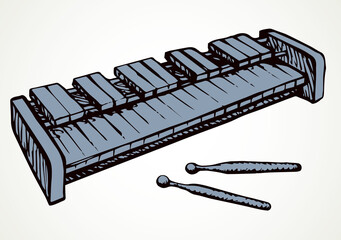 Wall Mural - Musical instrument xylophone. Vector doodle symbol