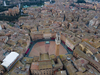 Aerial view of the historical city of Siena, Tuscany, Italy