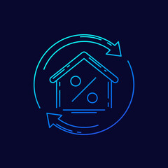 Wall Mural - mortgage refinance line icon for web