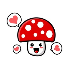 Canvas Print - cute mushroom cartoon mascot character