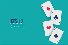Playing Casino Cards On Turquoise Background